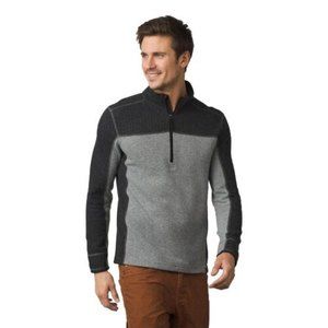 prAna Men’s Wentworth 1/4 Zip Pullover Sweater Wool Blend Gravel Gray Sz XL